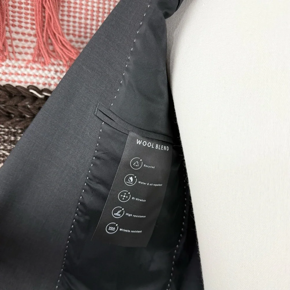 NEW Zara Wool Blend Slim Fit Blazer Graphite Grey Size 36US